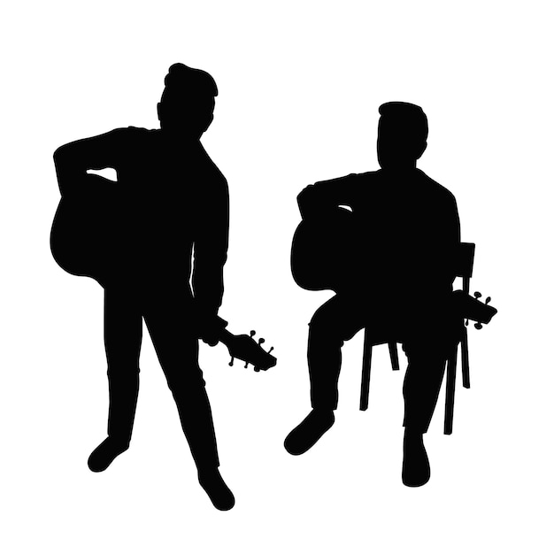 Vector hand drawn guitarist silhouette