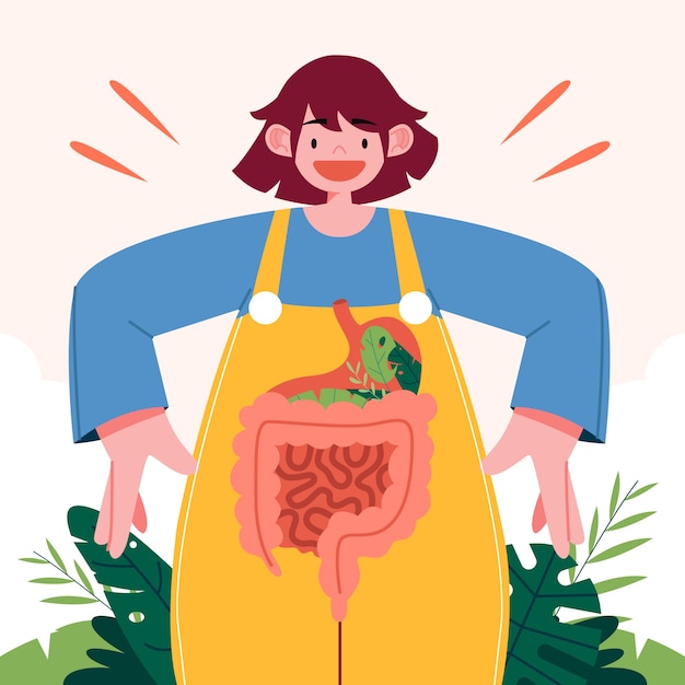 Vector hand drawn gut health illustration