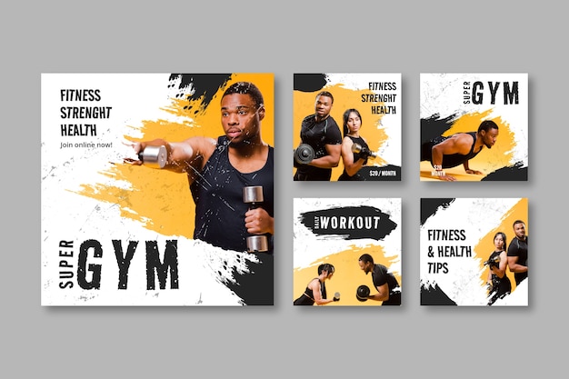 hand drawn gym template design