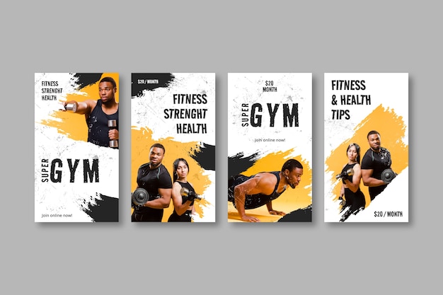 Vector hand drawn gym template design