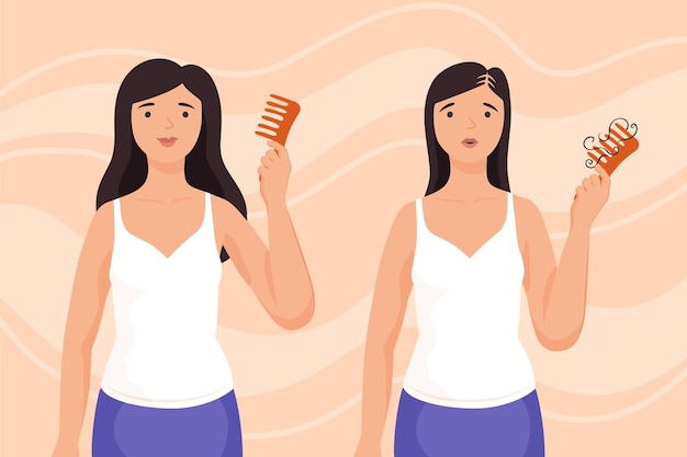 Vector hand drawn hair loss concept