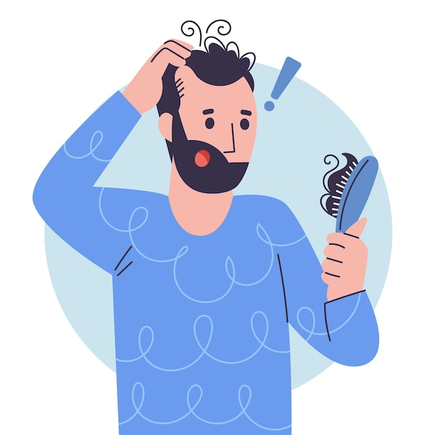 Vector hand drawn hair loss concept