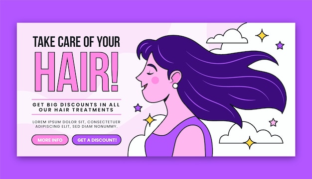 Vector hand drawn hairdresser horizontal banner