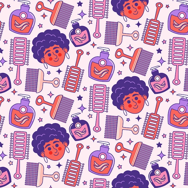 Vector hand drawn hairdresser pattern design