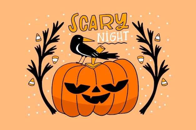 Vector hand drawn halloween background