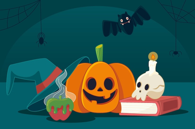 Vector hand drawn halloween background