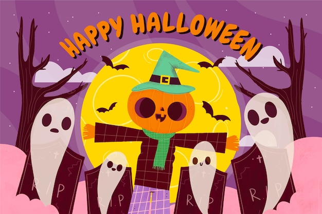 Vector hand drawn halloween background