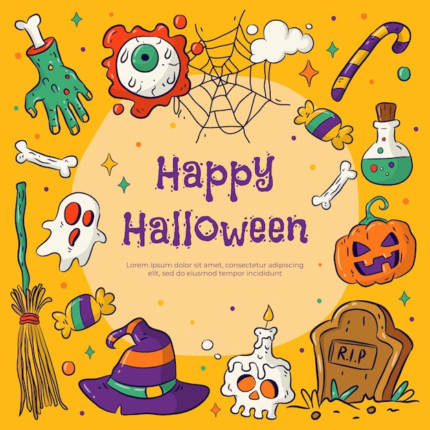 Hand drawn halloween background