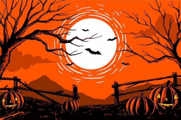 Hand drawn halloween background