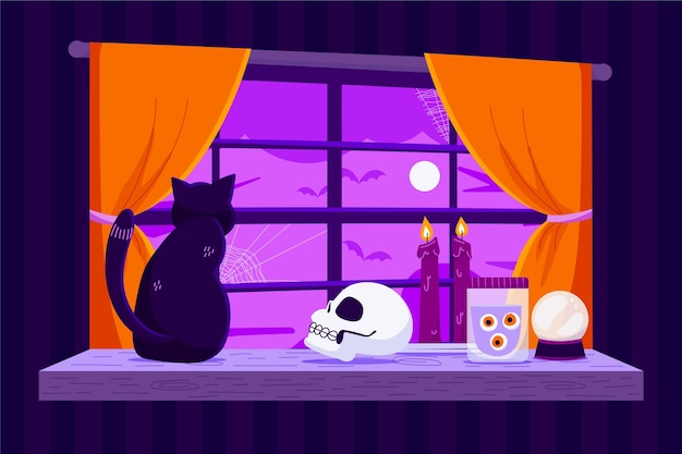 Vector hand drawn halloween background