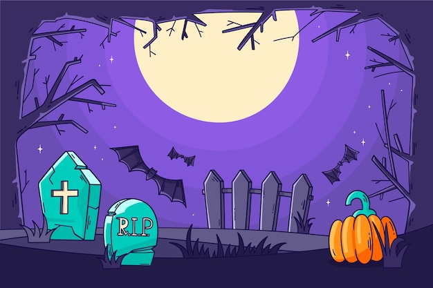 Vettore disegnata a mano halloween background