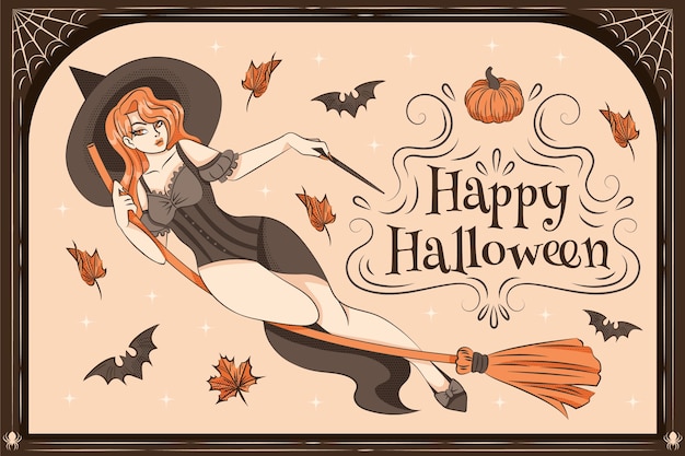 Vector hand drawn halloween background