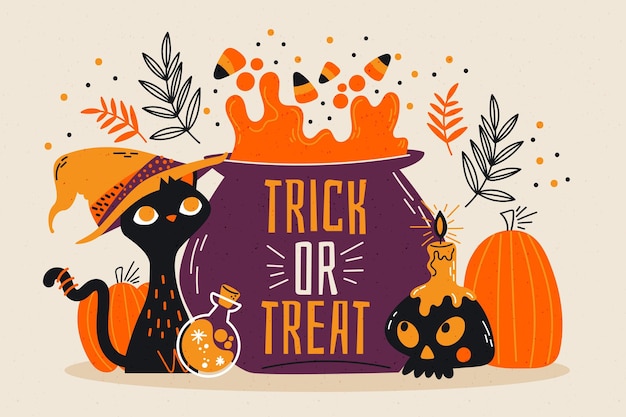 Vector hand drawn halloween background