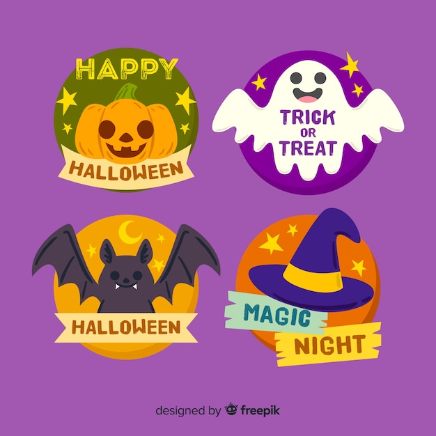 Vector hand drawn halloween badge collection