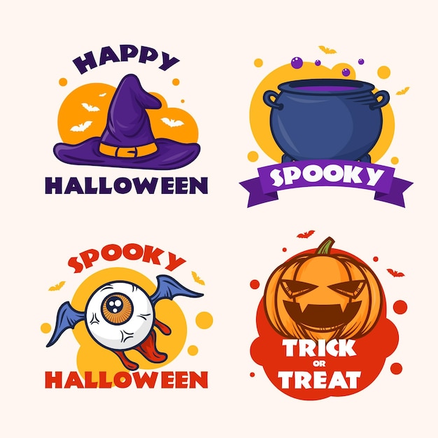 Vettore collezione di badge halloween disegnata a mano