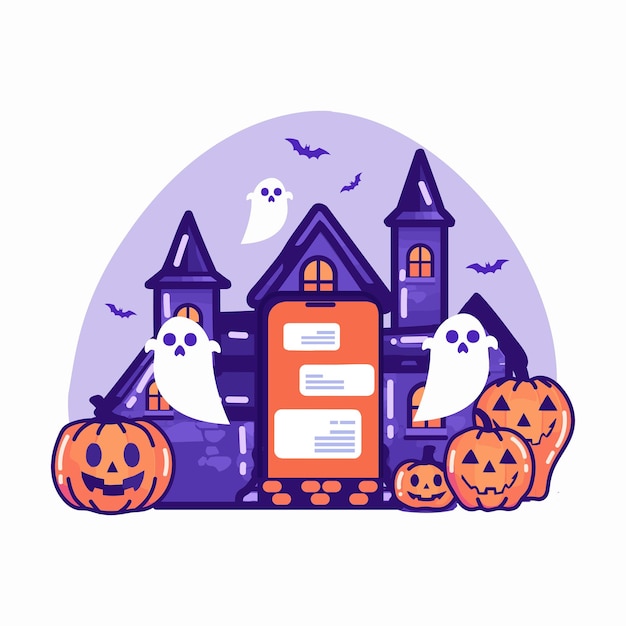 Hand Drawn halloween banner in flat style