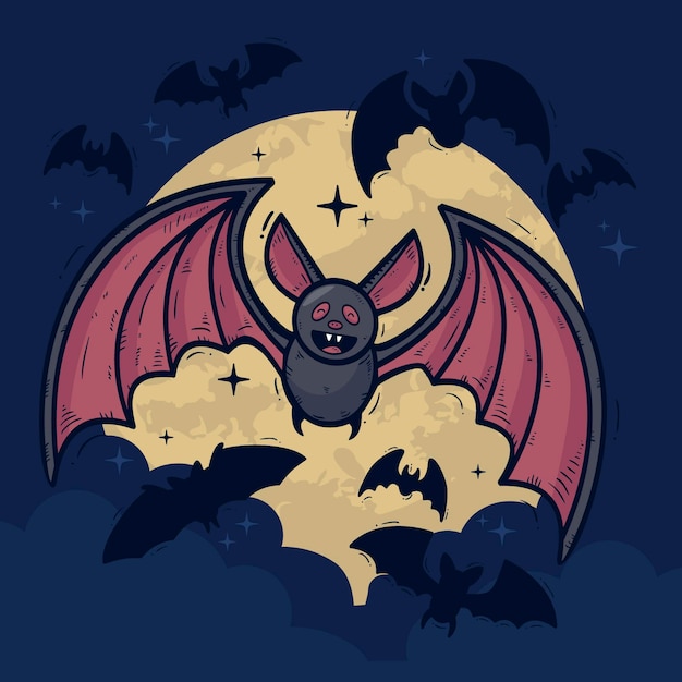 Hand drawn halloween bat