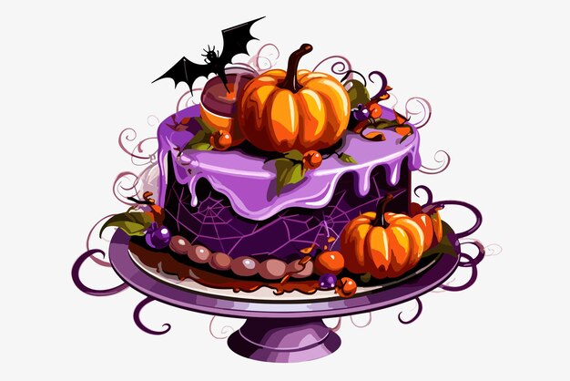 Vettore torta di halloween disegnata a mano