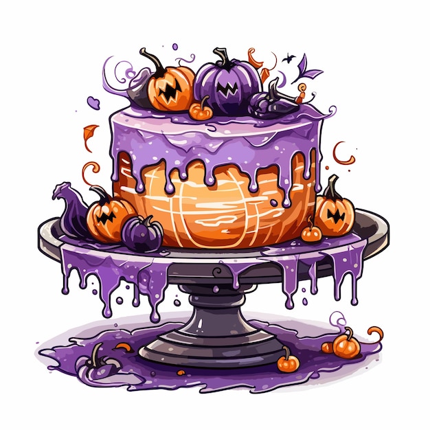 Vector hand drawn halloween cake