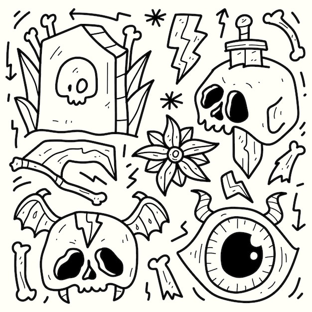 Hand drawn halloween cartoon doodle design