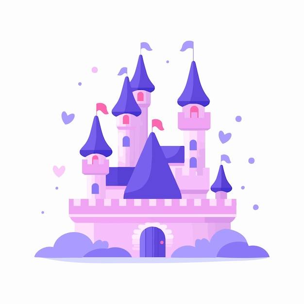 Hand Drawn halloween castle in flat style