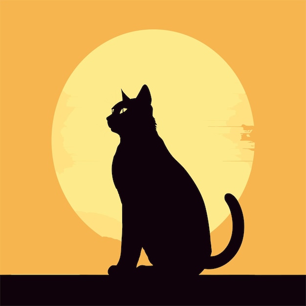 Vector hand drawn halloween cat illustration