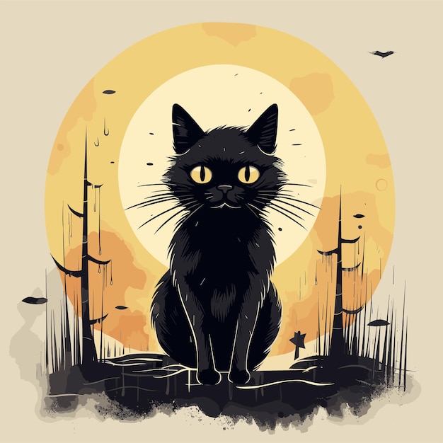 Illustrazione disegnata a mano del gatto di halloween