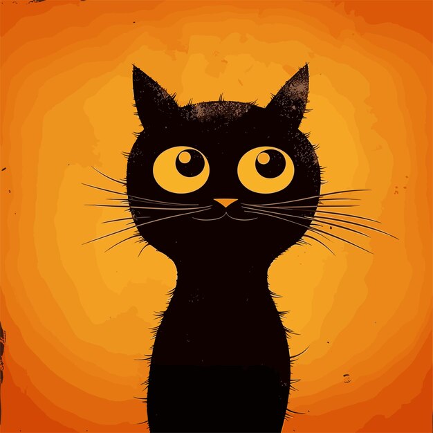 Vector hand drawn halloween cat illustration