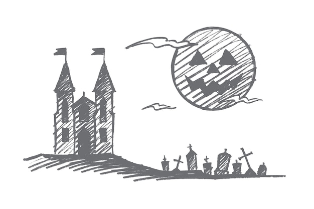 Vector hand drawn halloween concept sketch