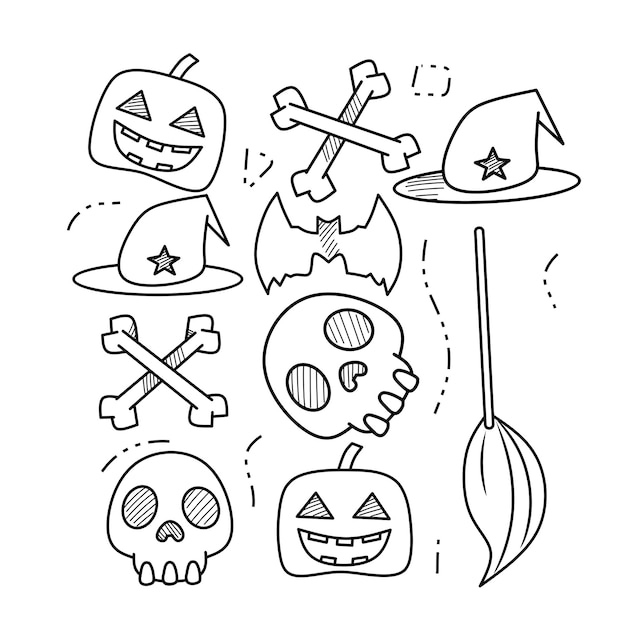 hand drawn Halloween decoration Halloween doodles Halloween icon set