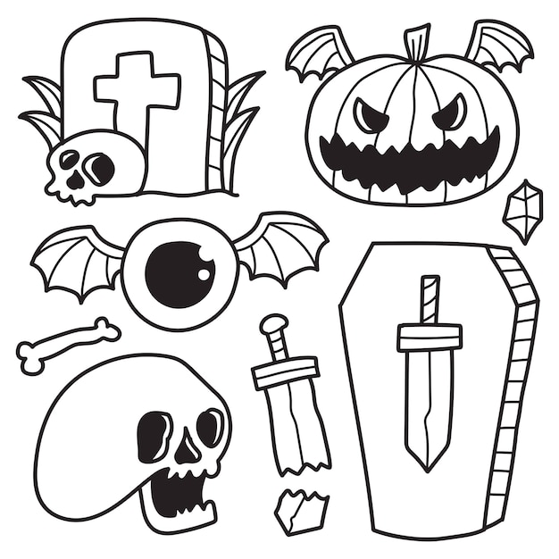 hand drawn halloween doodle cartoon coloring design