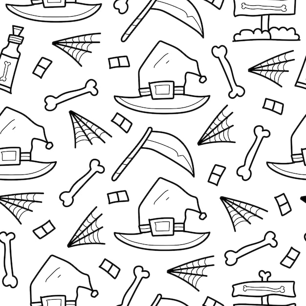 hand drawn halloween doodle cartoon pattern design