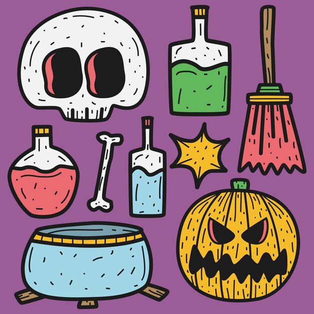 Vettore illustrazione disegnata a mano di disegno di doodle di halloween