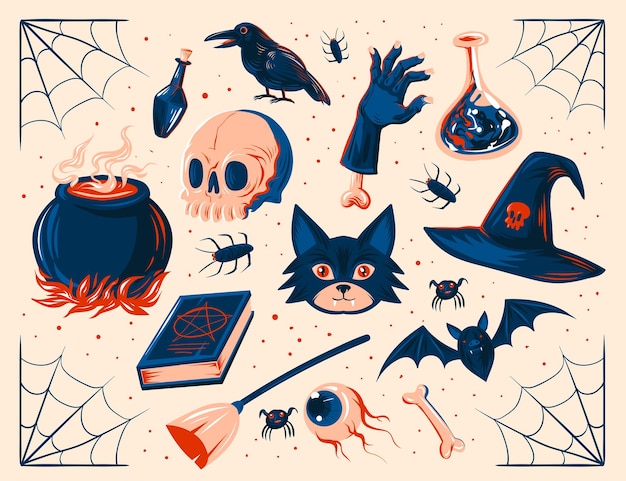 Collezione di elementi di halloween disegnati a mano