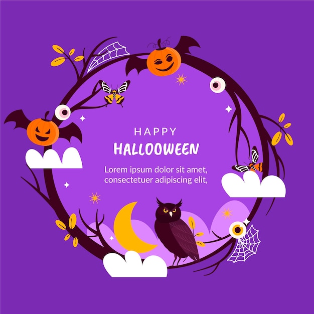 Hand drawn halloween frame template