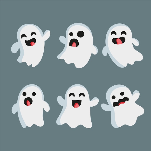 Vector hand drawn halloween ghost collection