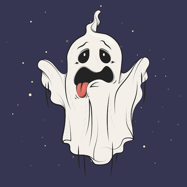 Vector hand drawn halloween ghost illustration