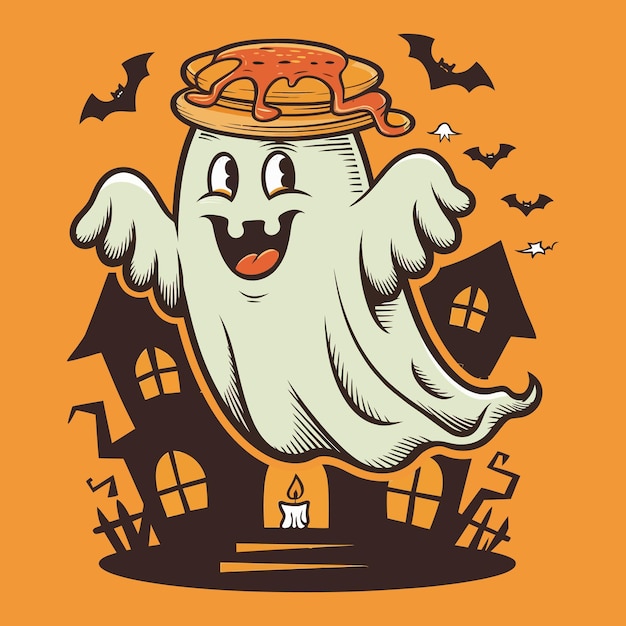 hand drawn halloween ghosts illustration