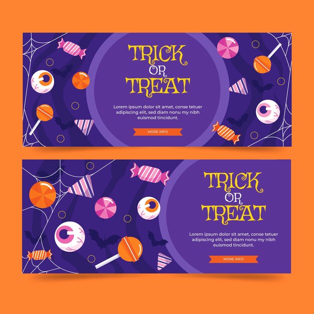 Hand drawn halloween horizontal banners set