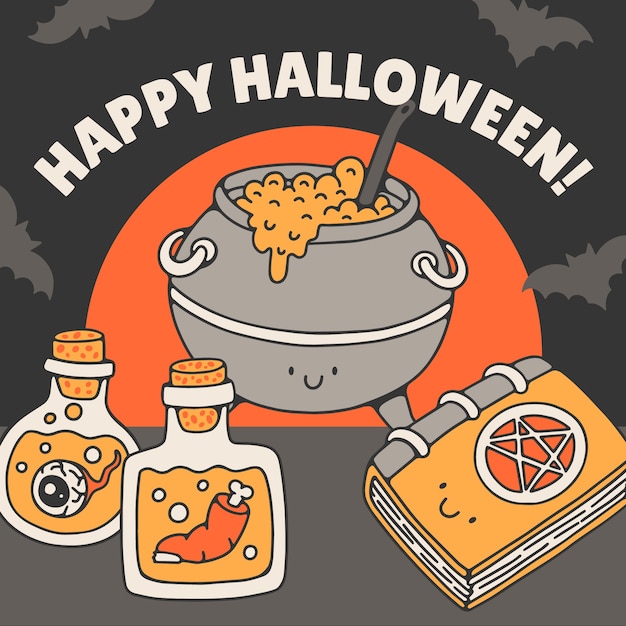 Vector hand drawn halloween illustration