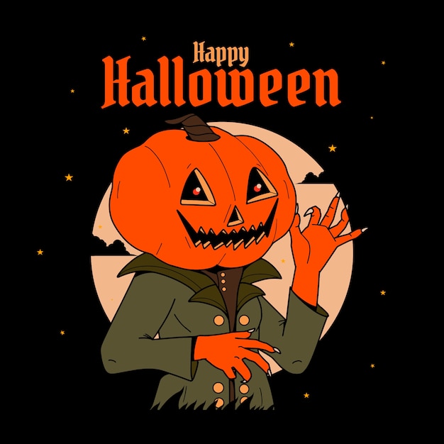 Vector hand drawn halloween illustration