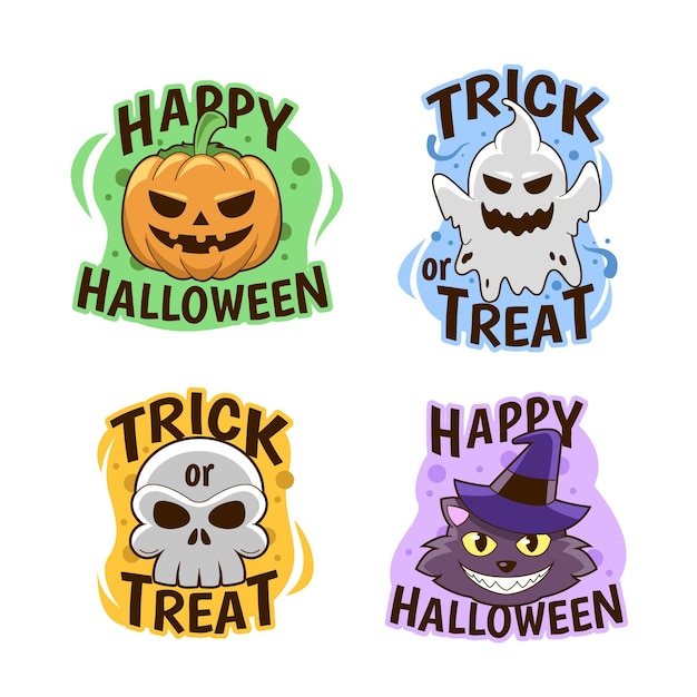 Vector hand drawn halloween labels