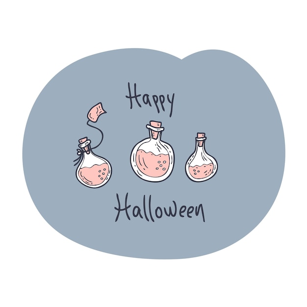 Vector hand drawn halloween magic potion bottles perfect for poster textile and prints doodle vector illustration for decor and design