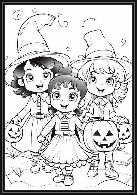 Vettore illustrazione disegnata a mano del profilo di halloween colorazione di halloween disegno di halloween