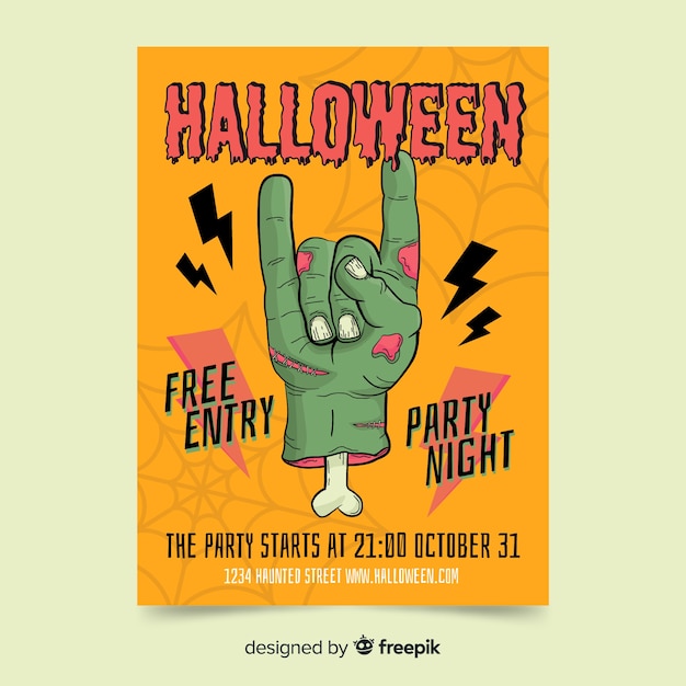 Hand drawn halloween party poster template