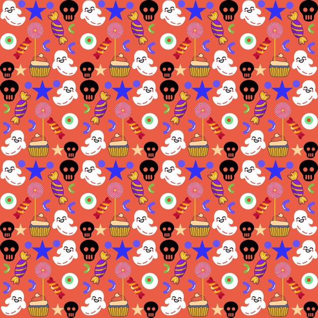 Vector hand drawn halloween pattern design with halloween background