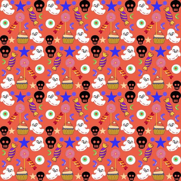 Hand drawn halloween pattern design With halloween Background