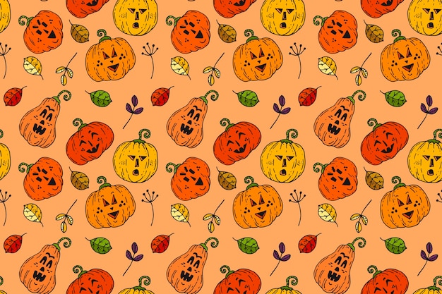 Vector hand drawn halloween pattern design