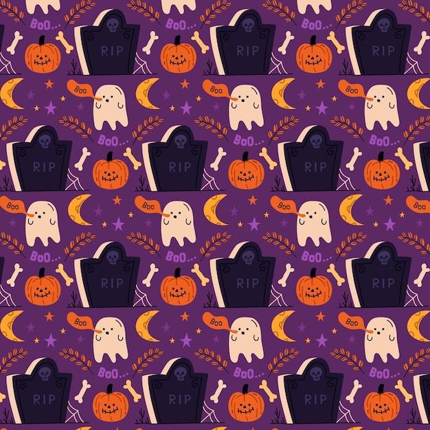 Vector hand drawn halloween pattern design