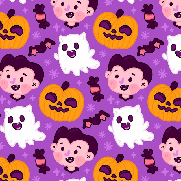 Vector hand drawn halloween pattern design